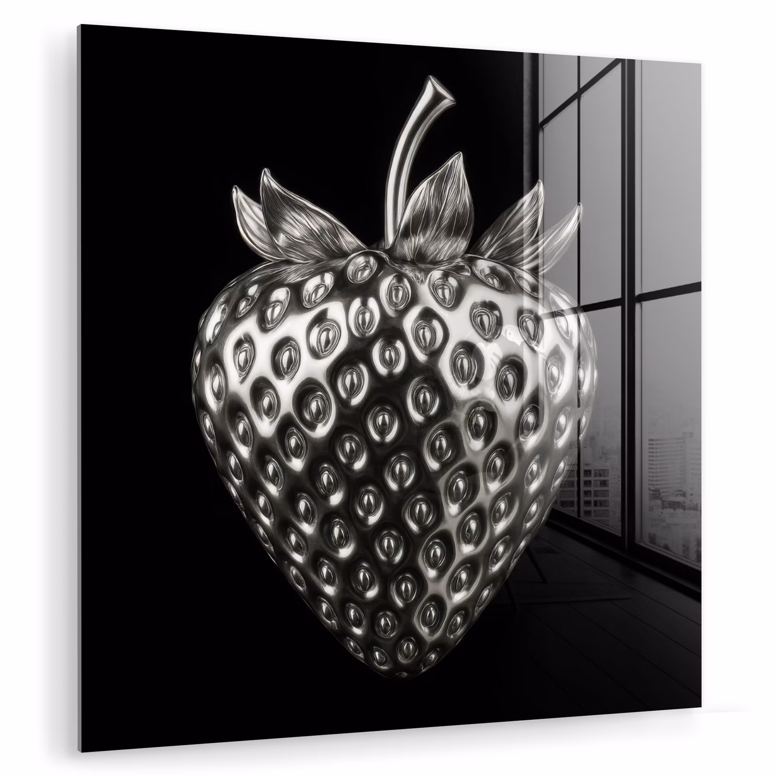 Glasbild - Erdbeere - Saatgutstruktur - Realistisch — 1