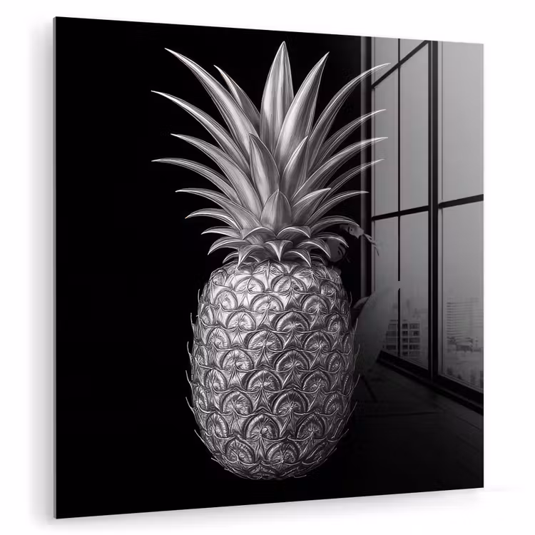 Glasbild - Ananas - Detailliert - Blätter — 1
