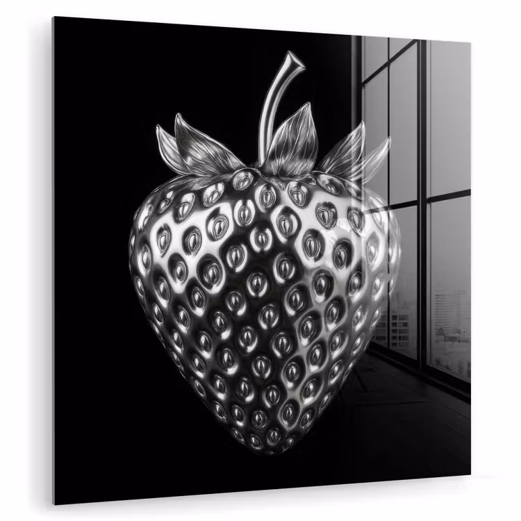 Glasbild - Erdbeere - Saatgutstruktur - Realistisch — 1