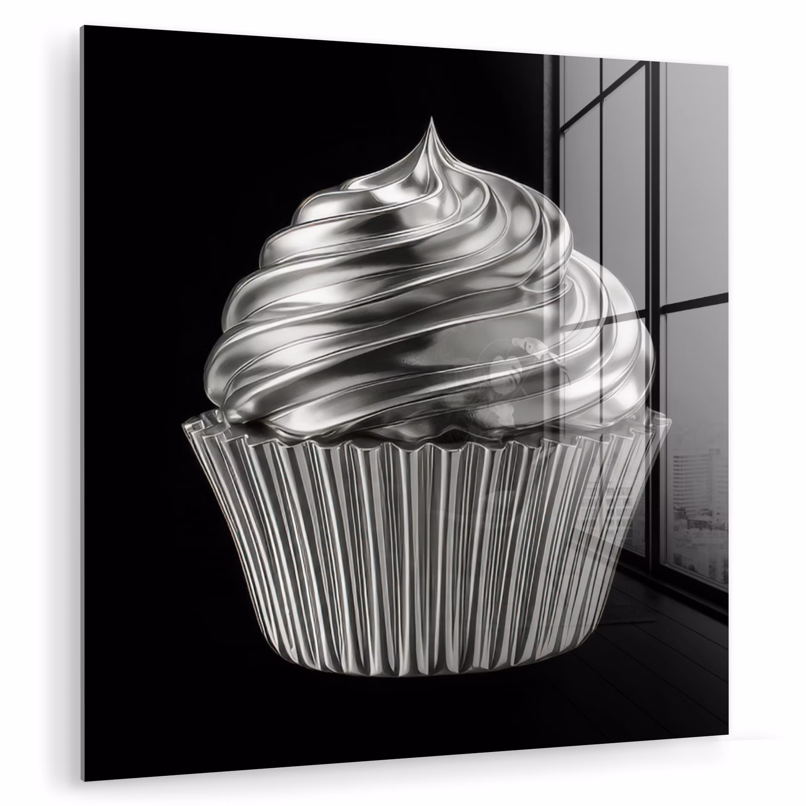 Glasbild - Cupcake - Luxuriös - Silber — 1