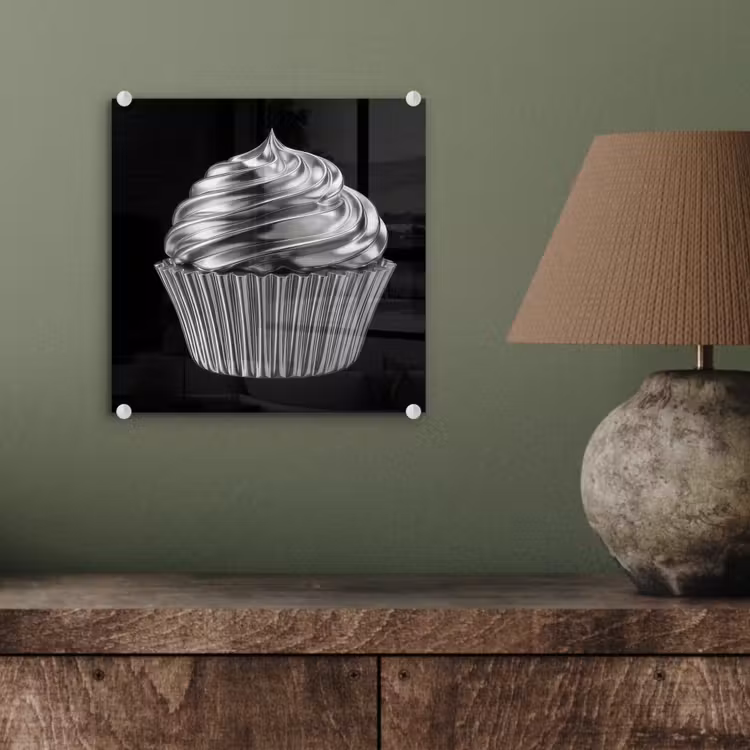 Glasbild - Cupcake - Luxuriös - Silber — 4