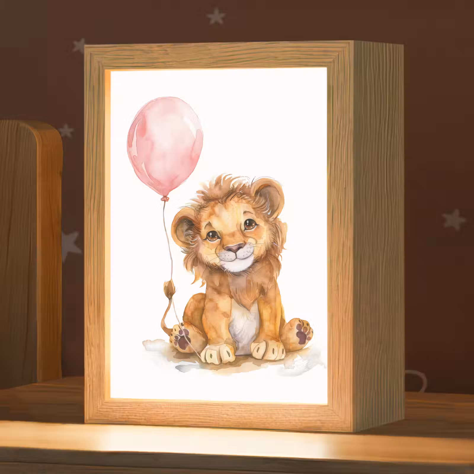 Nachtlicht Kinder - Löwe - Babytier - Rosa Luftballon — 1