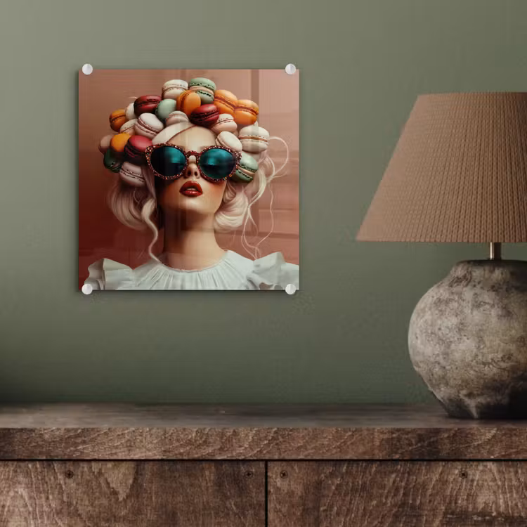 Glasbild - Frau - Makronen - Brille — 4
