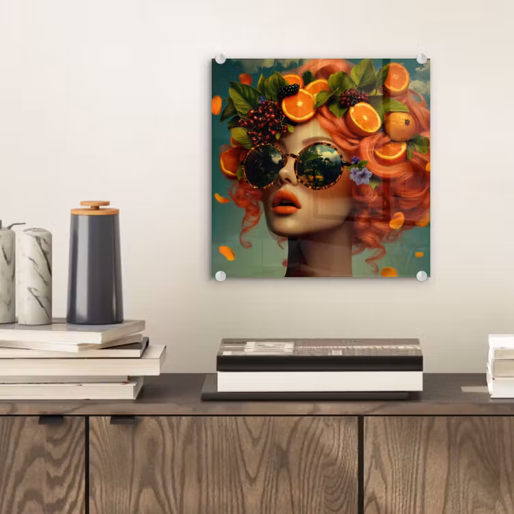 Glasbild - Weiblich - Orange - Beere - Orange — 2