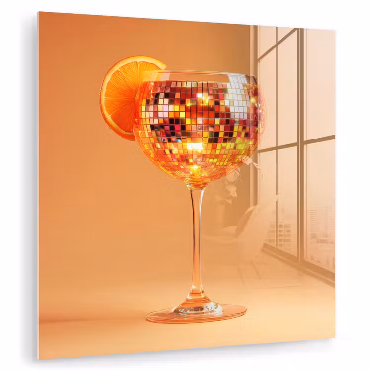 Glasbild - Getränk - Orange - Glitzer - Disco — 1