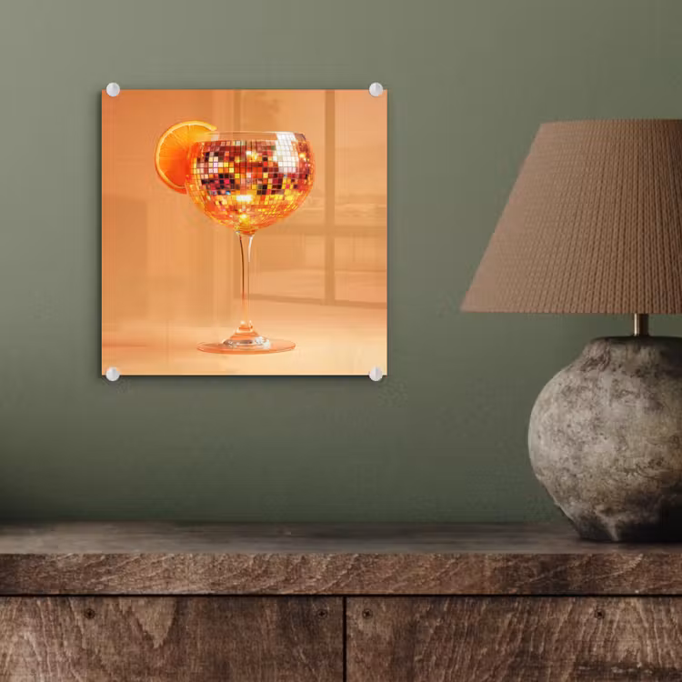Glasbild - Getränk - Orange - Glitzer - Disco — 4