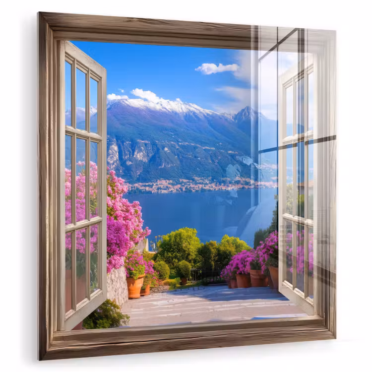 Glasbild - Durchblick - Berg - Landschaft - Ausblicke - See — 1