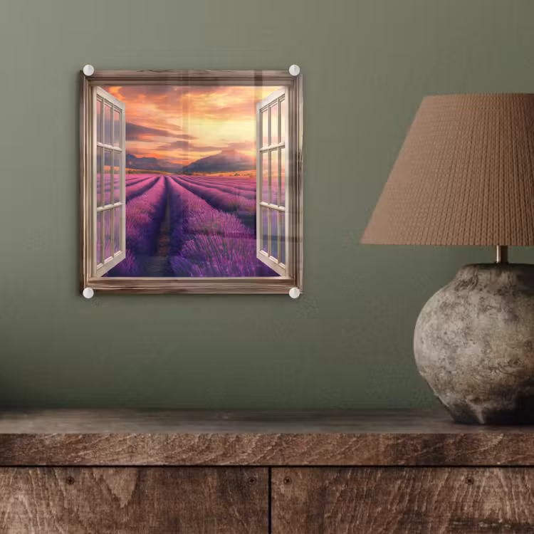 Glasbild - Durchsichtig - Lavendel - Landschaft - Blumen - Lila — 4