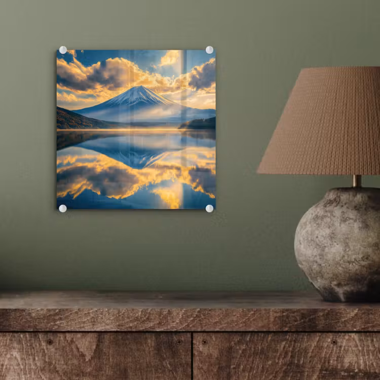 Glasbild - Berg - Fluss - Sonnenuntergang — 4