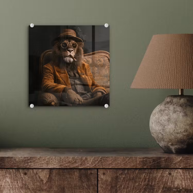 Glasbild - Brille - Löwe - Bank - Hut — 4