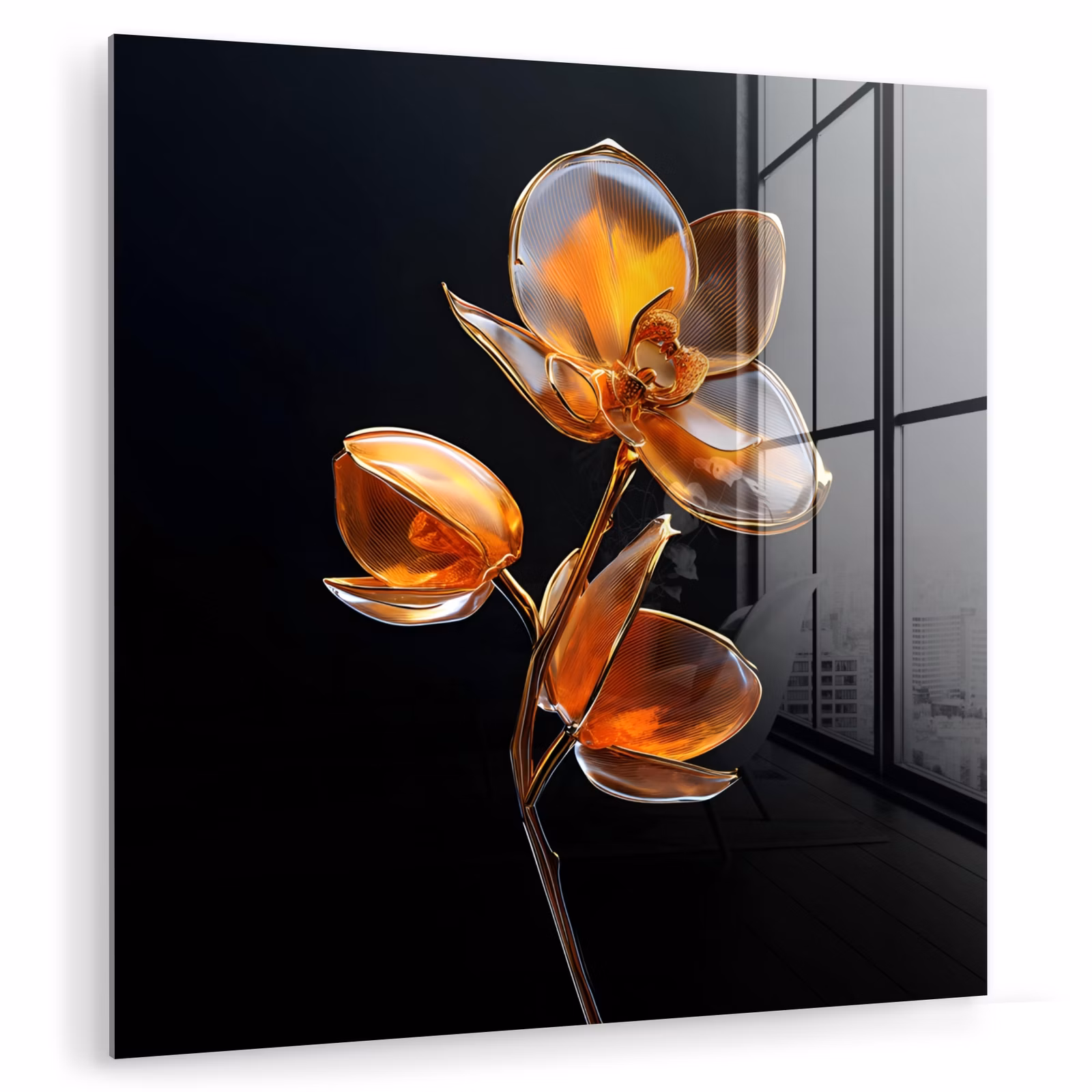 Glasbild - Blume - Orchidee - Orange — 1