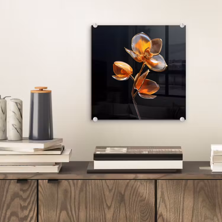 Glasbild - Blume - Orchidee - Orange — 2