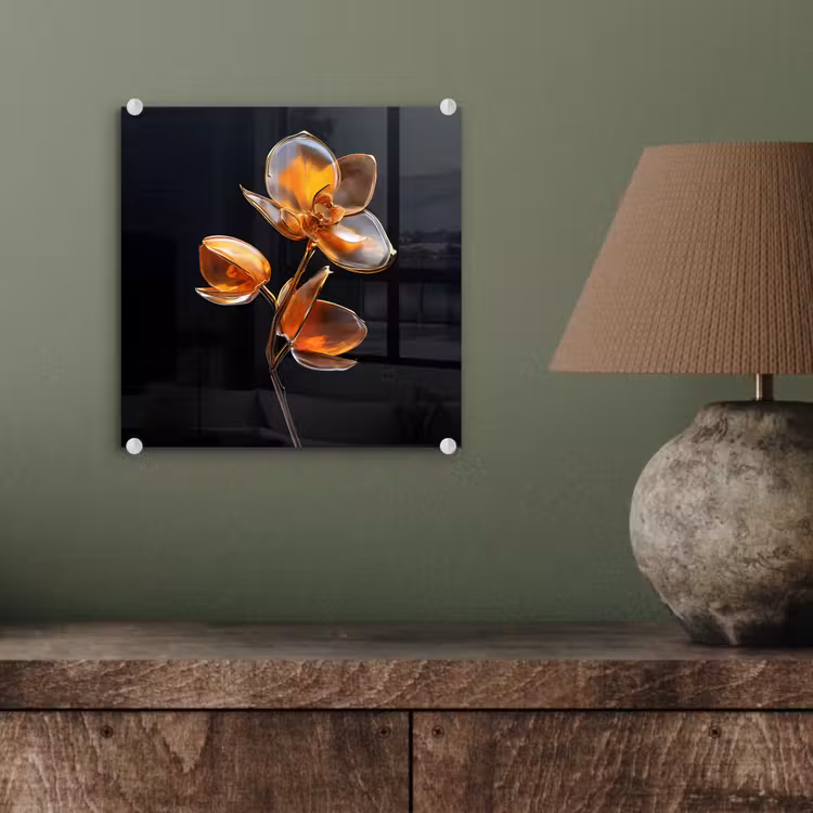 Glasbild - Blume - Orchidee - Orange — 4