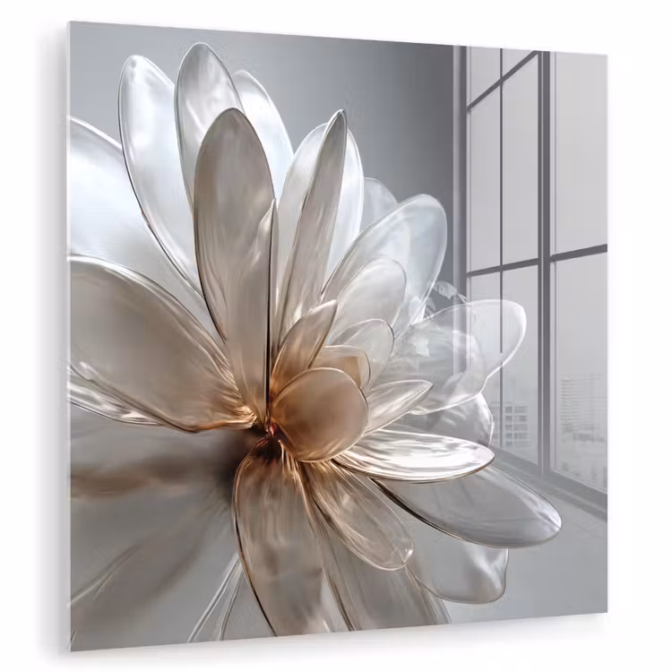 Glasbild - Blume - Weiß - Neutral — 1