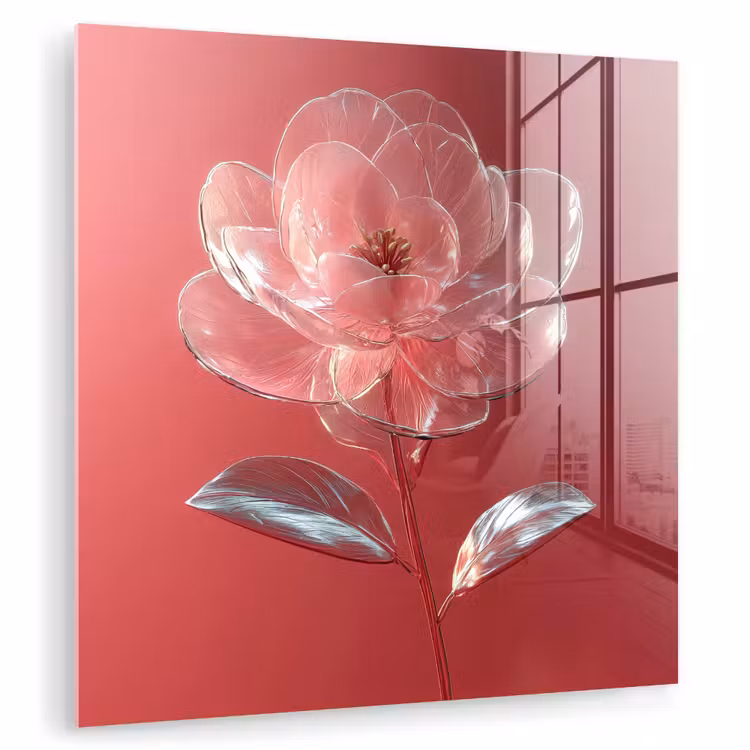 Glasbild - Verziert - Blume - Rosa - Gläser — 1