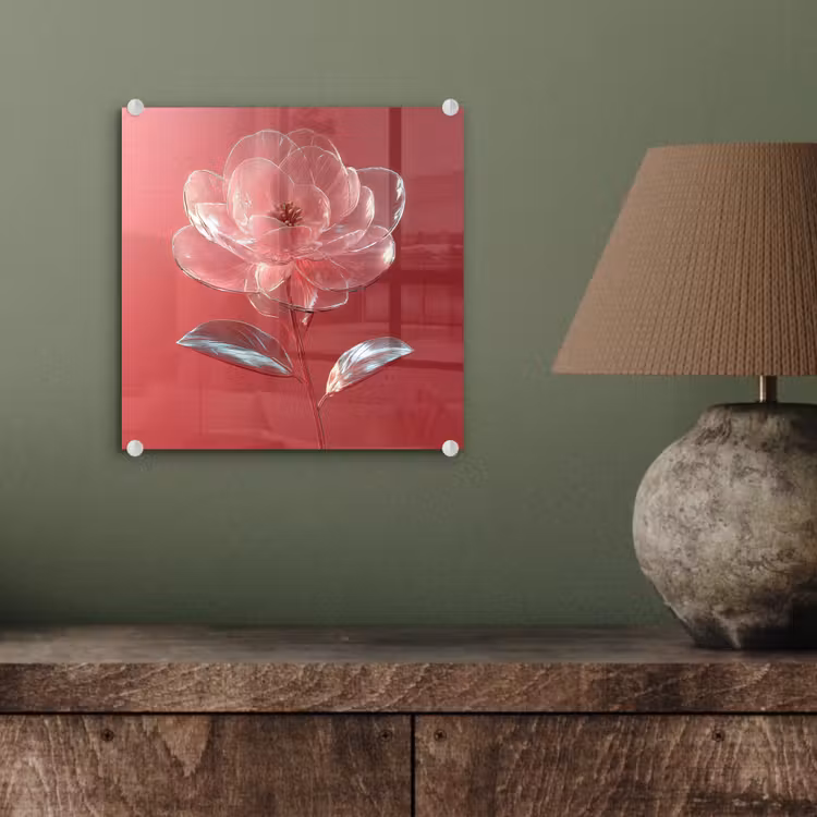 Glasbild - Verziert - Blume - Rosa - Gläser — 4