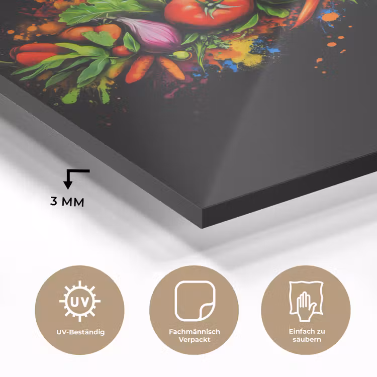 Glasbild - Gemüse - Lebensmittel - Kräuter - Graffiti - Kochen — 3