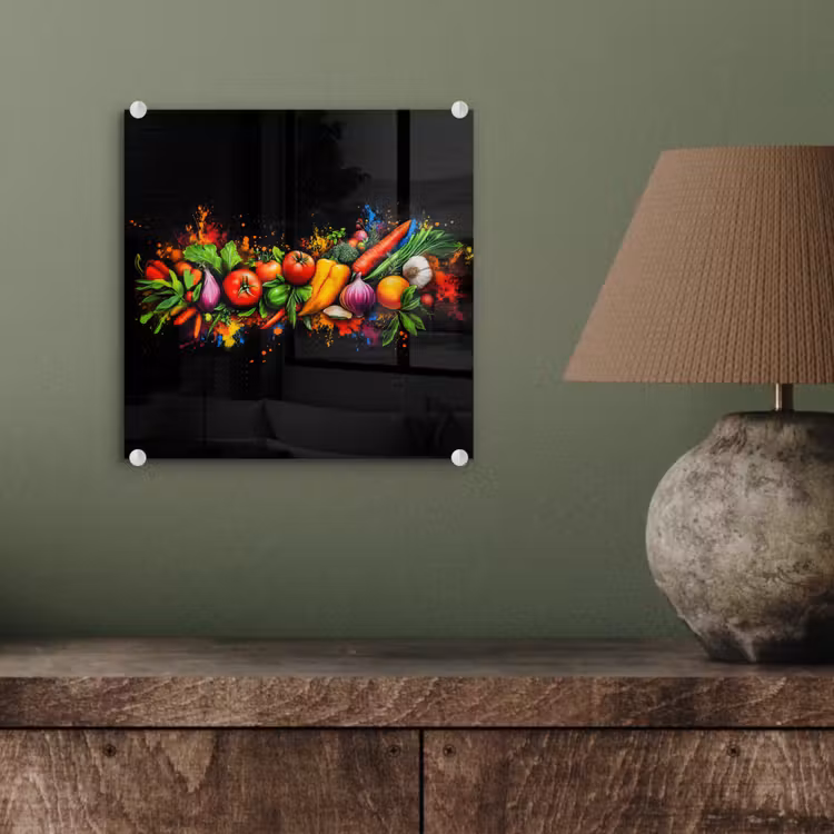 Glasbild - Gemüse - Lebensmittel - Kräuter - Graffiti - Kochen — 4