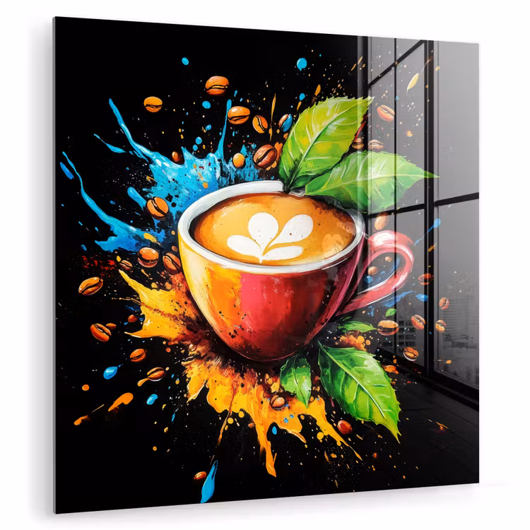 Glasbild - Kaffee - Graffiti - Trinken - Abstrakt — 1