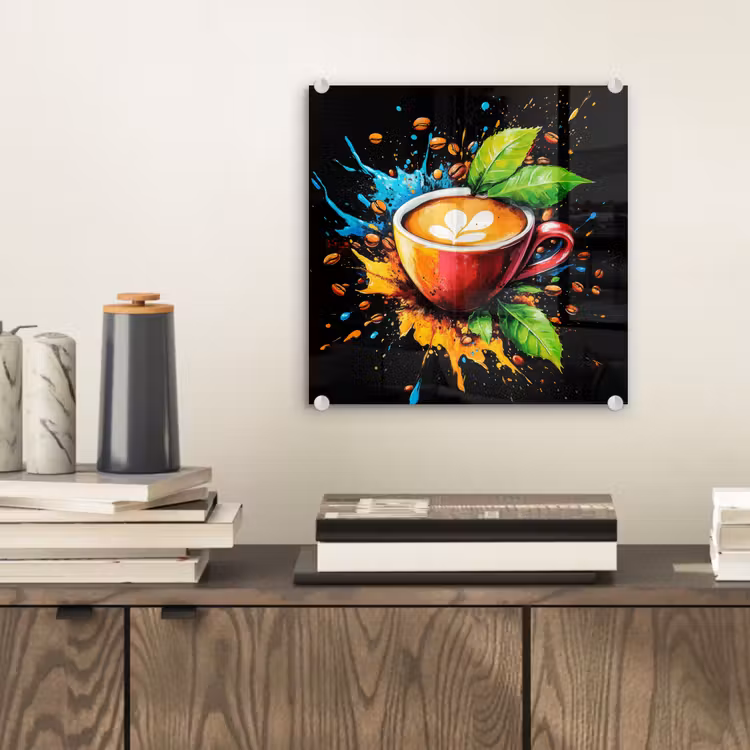 Glasbild - Kaffee - Graffiti - Trinken - Abstrakt — 2