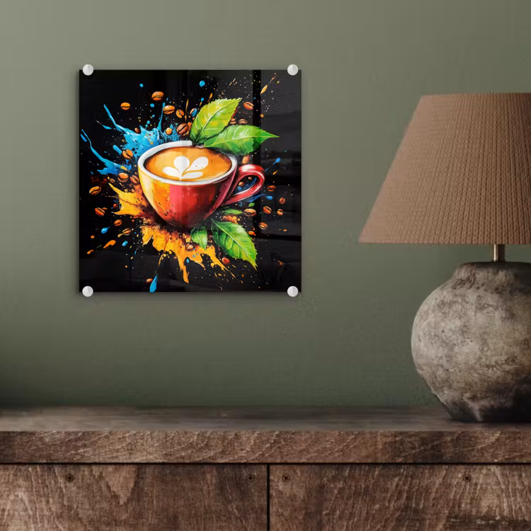 Glasbild - Kaffee - Graffiti - Trinken - Abstrakt — 4