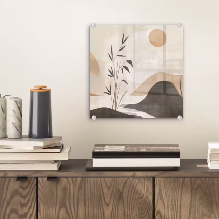 Glasbild - Japandi - Landschaft - Beige — 2