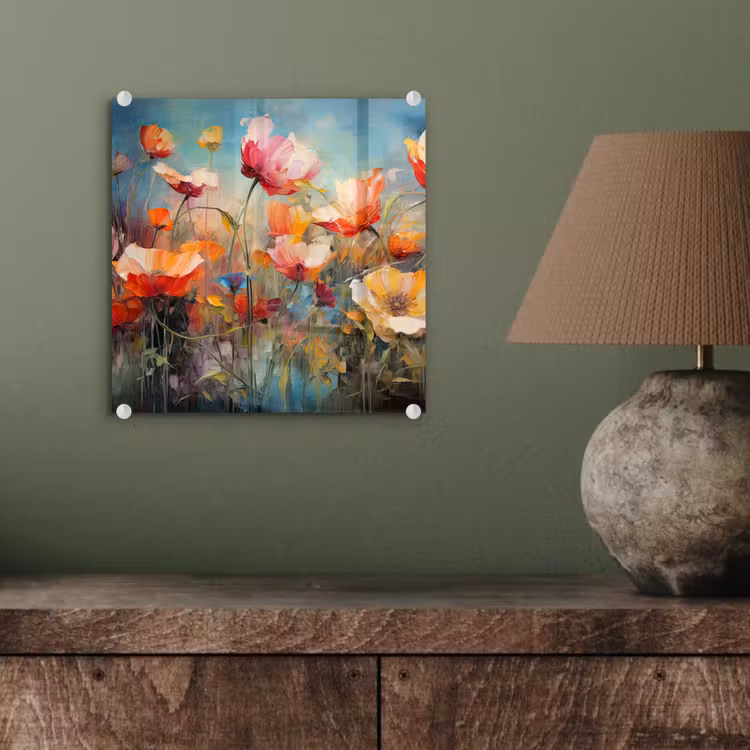 Glasbild - Blumen - Aquarell - Kunst - Botanisch - Natur — 4