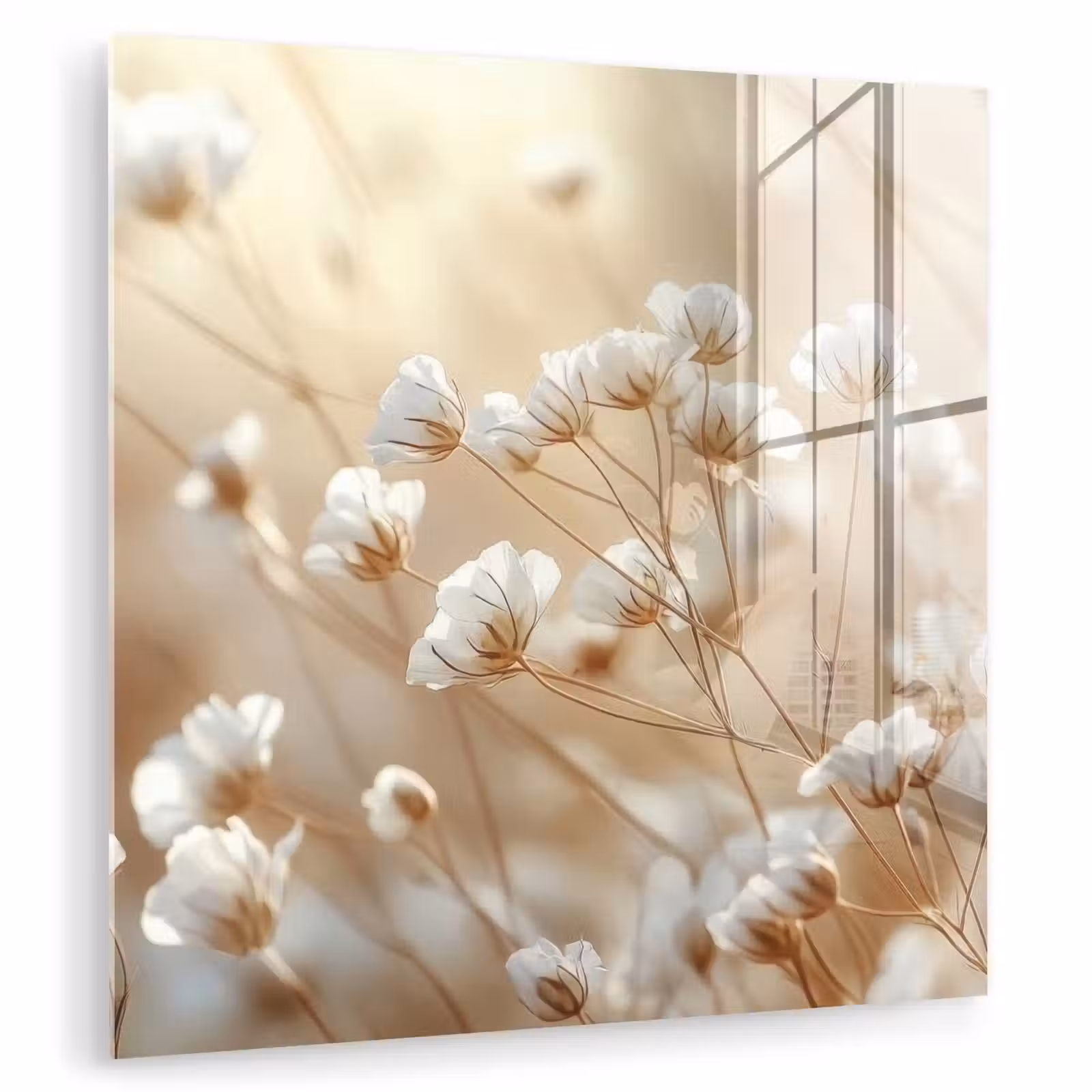 Glasbild - Wild - Blumen - Weiß — 1