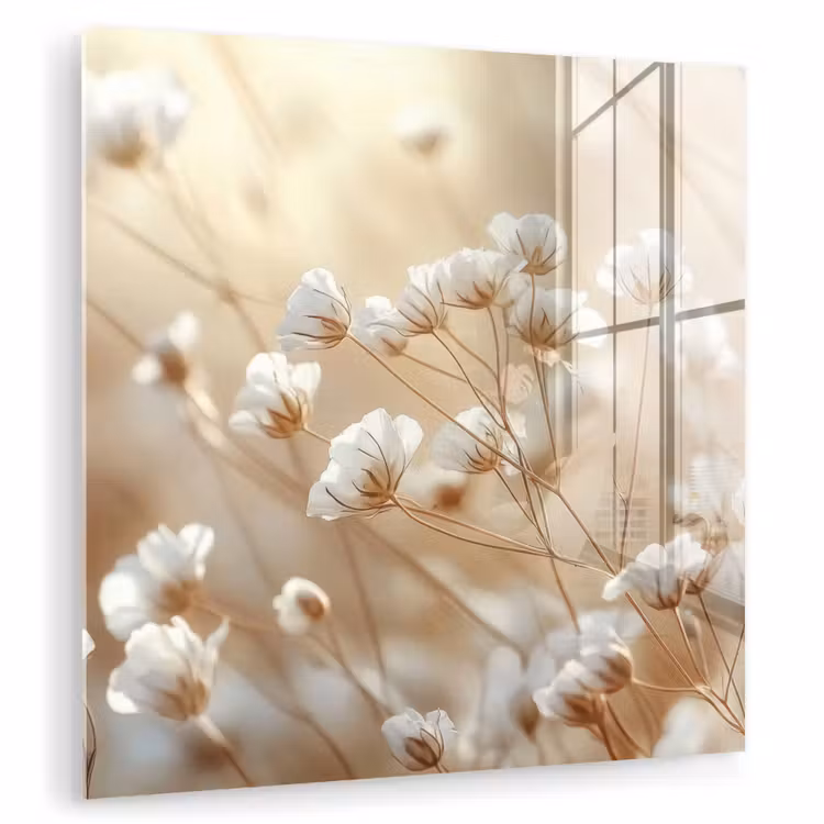 Glasbild - Wild - Blumen - Weiß — 1