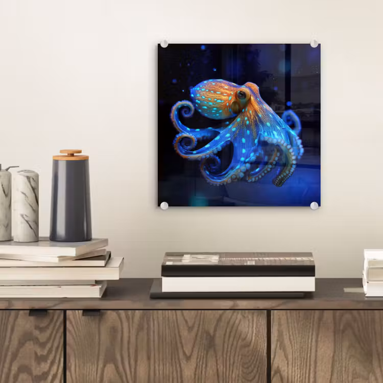 Glasbild - Oktopus - Punkte - Blau - Meer — 2