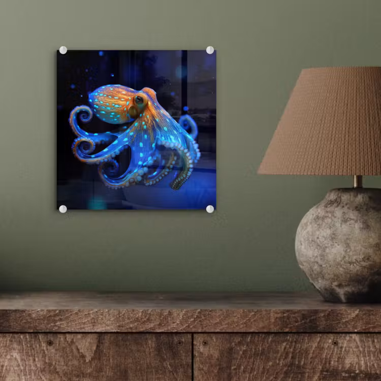 Glasbild - Oktopus - Punkte - Blau - Meer — 4