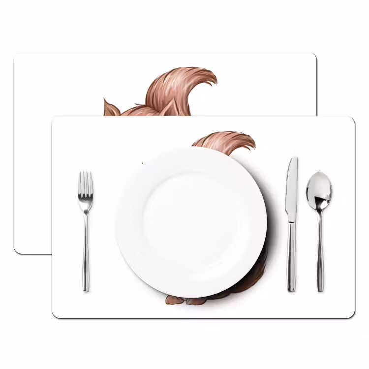 Tischset - 6 Stück - Eichhörnchen - Tier - Waldtiere - Braun — 2