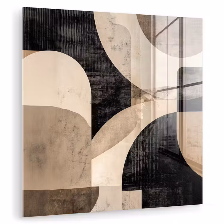 Glasbild - Abstrakt - Formen - Modern - Beige — 1