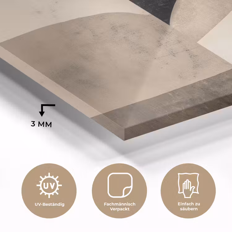 Glasbild - Abstrakt - Formen - Modern - Beige — 3
