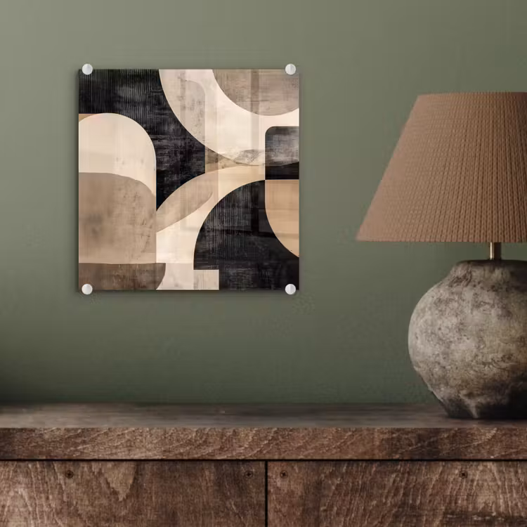 Glasbild - Abstrakt - Formen - Modern - Beige — 4