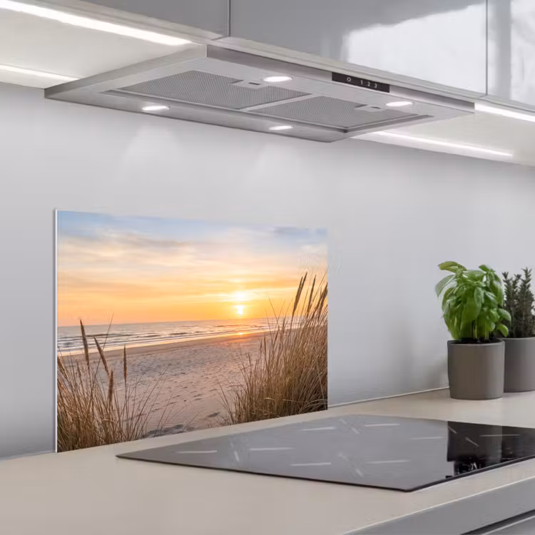 Spritzschutz Küche - Sonnenuntergang - Dünen - Meer — 1