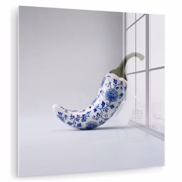 Glasbild - Chilischote - Keramik - Blau — 1