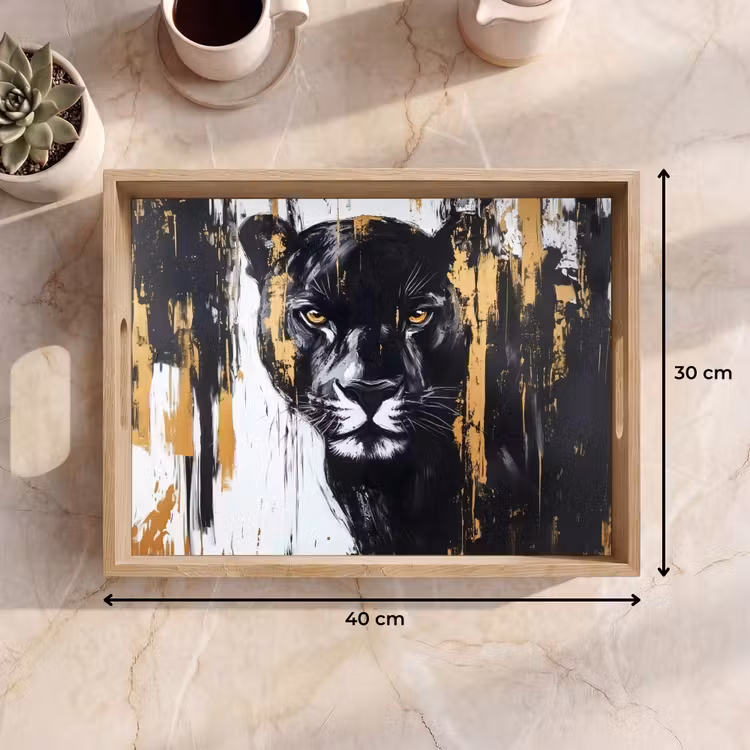 Tablett - Panther - Schwarz - Abstrakt - Pinselstriche — 9