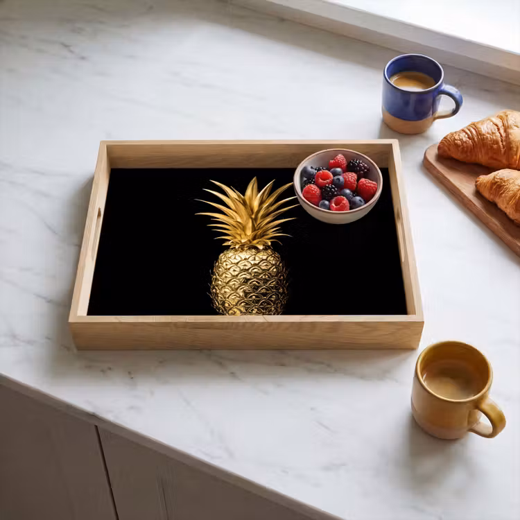 Tablett - Ananas - Schwarz - Gold - Luxus — 4
