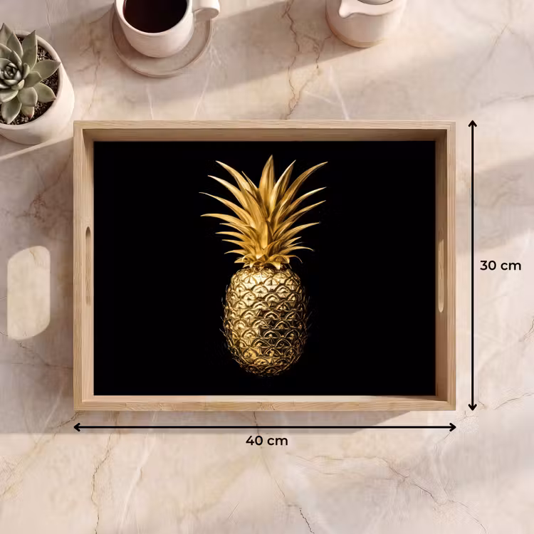 Tablett - Ananas - Schwarz - Gold - Luxus — 9