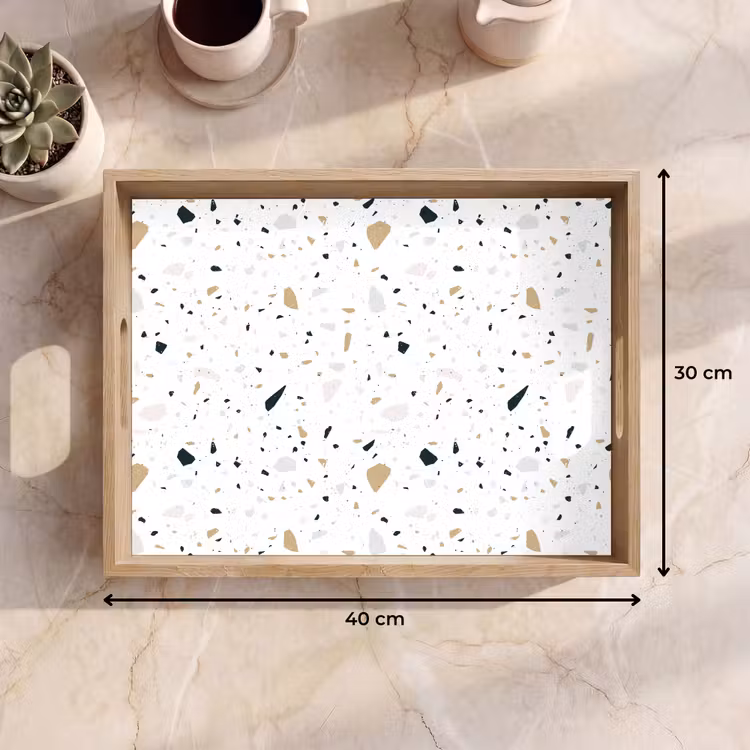 Tablett - Terrazzo - Muster - Weiß - Neutral — 9