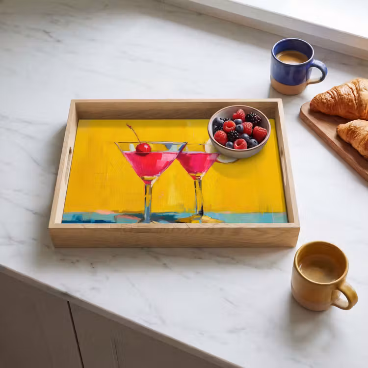 Tablett - Gläser - Cocktail - Zitrone - Kirsche — 4