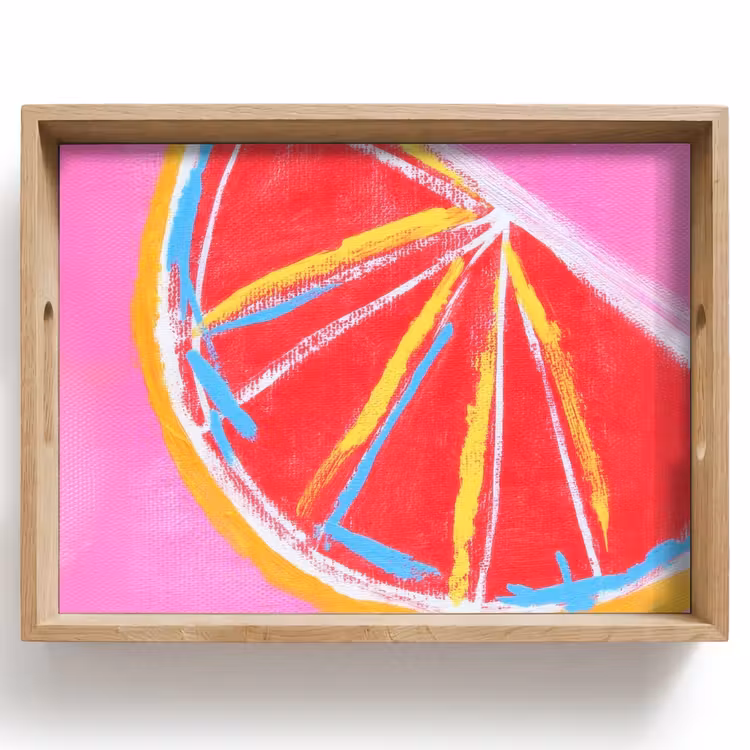 Tablett - Grapefruit - Gemalt - Rosa - Streifen — 1