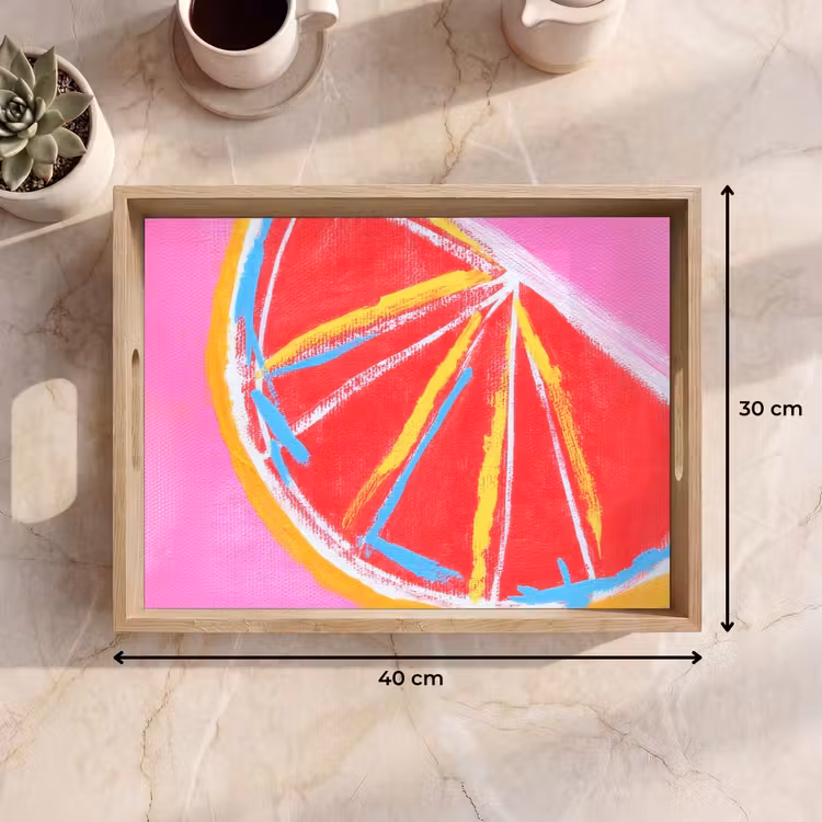 Tablett - Grapefruit - Gemalt - Rosa - Streifen — 9