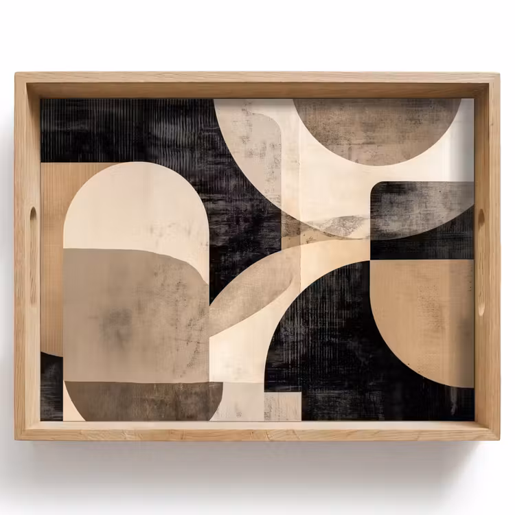 Tablett - Abstrakt - Formen - Modern - Beige — 1