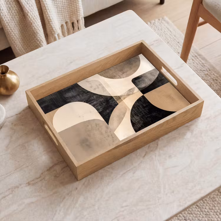 Tablett - Abstrakt - Formen - Modern - Beige — 2