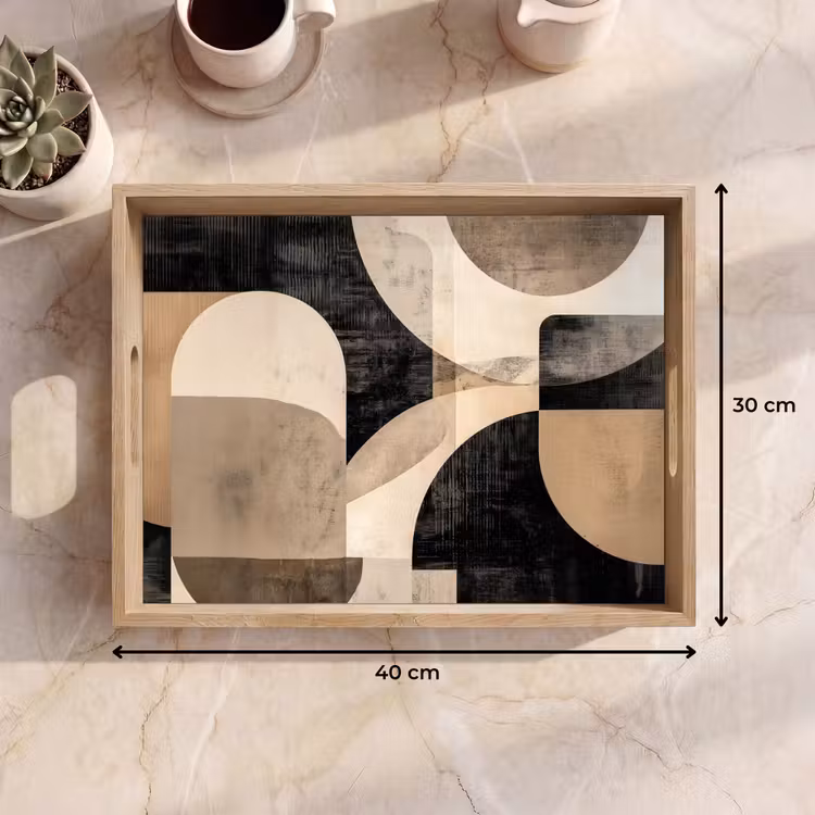Tablett - Abstrakt - Formen - Modern - Beige — 9