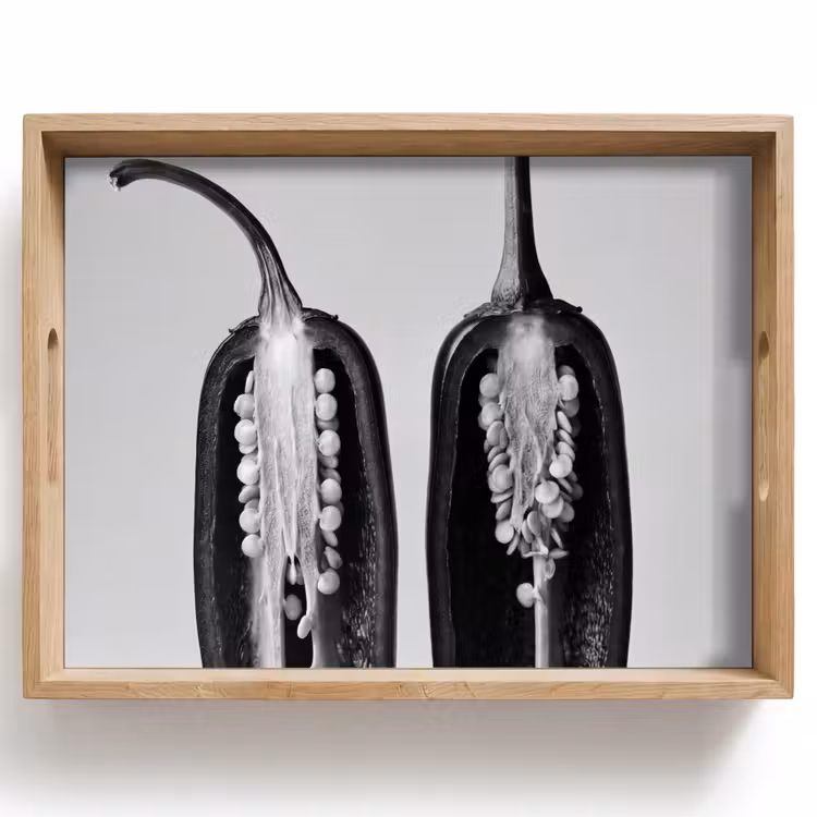 Tablett - Paprika - Schwarz - Weiß - Saatgutrahmen — 1