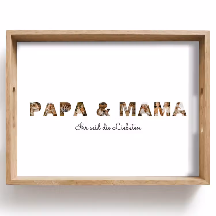 Personalisierte Tablett - Mama & Papa - Buchstaben-Collage — 1