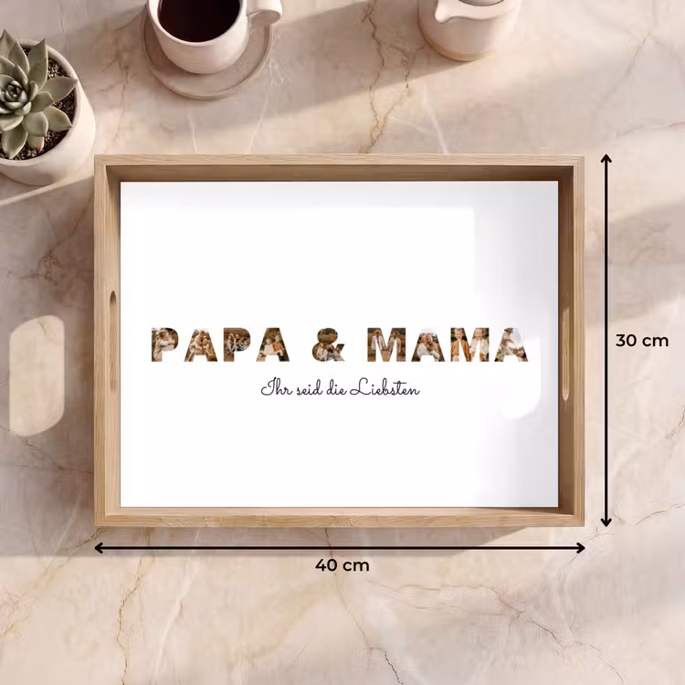 Personalisierte Tablett - Mama & Papa - Buchstaben-Collage — 9